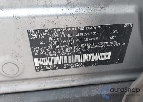 2019 Toyota Rav4 Hybrid Limited z USA, uszkodzony, nr VIN 2T3DWRFV1KW021896